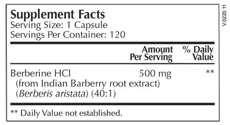 Supplement facts label showing capsule serving size and ingredients.