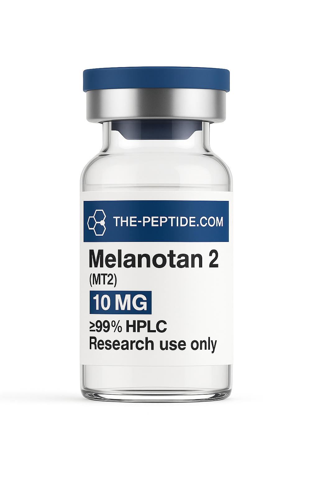 Vial of Melanotan 2 peptide for research use only.